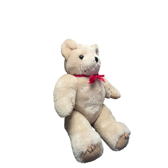 Vintage Jointed Plush Teddy Bear Cream 12" Stuffed Animal - Picture 3 of 9